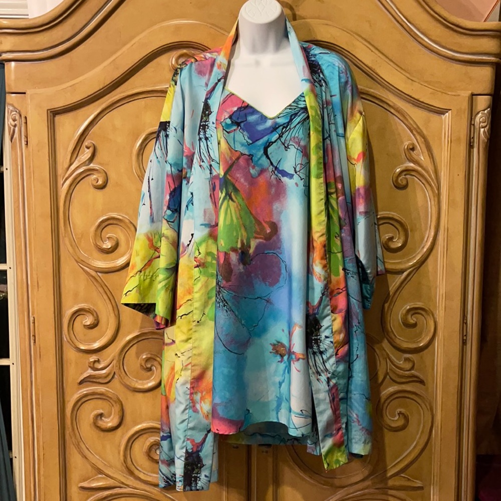 Natori Colorful Nightgown And Robe Set Gem